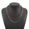 Pony Vintage Enamel Necklace Double-layer Beaded Chain Choker Bohemian Collarbone Chain  Women