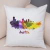 Watercolor City Skyline Cushion Cover Global Landmarks Art Print Soft Linen Living Room Bedroom Home Decor Pillow Case