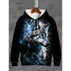 Men's Hooded Hoodies 3D Prints Wolf Graphic Sweatshirt Drawstring Sportwear Long Sleeve Street Tops Men's Clothing Pullover