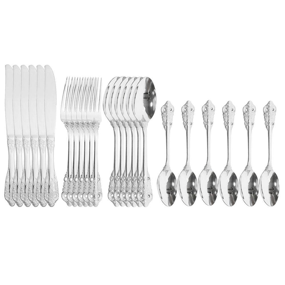 24Piece Dinnerware Set Golden Cutlery 18/10 Stainless Steel Tableware For Kitchen Dinenr Knife Fork Gold Spoon Flatware Set