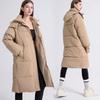 Женское длинное зимнее пуховое хлопковое пальто до колена, утолщенное средней длины, свободное, с набивкой в виде хлеба