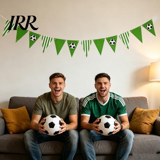 Birthday Football Banner Soccer Party Pennant Triangle Flags Balls Garland Sports Theme Hanging Paper Bunting for Fans Home Supplies Bright Color