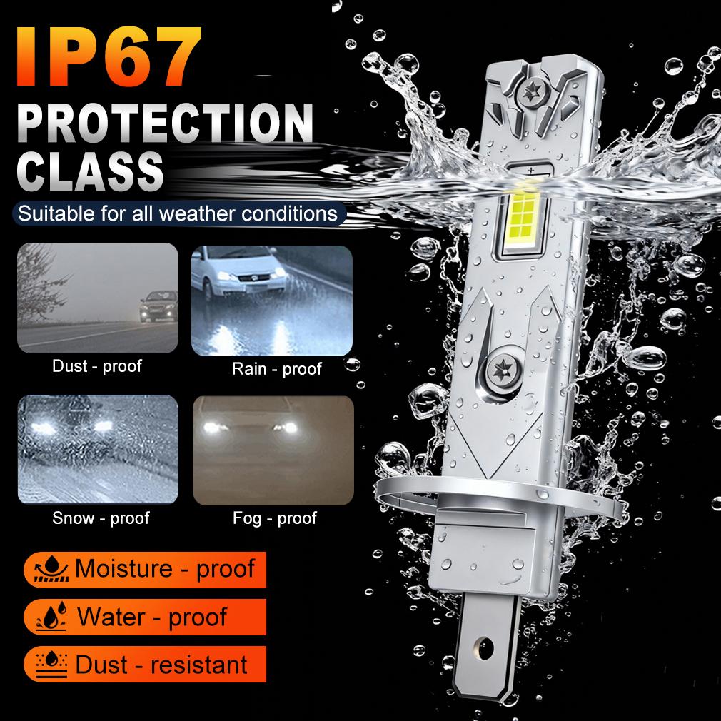 2 шт. 22000 лм H1 H3 Светодиодные лампы для фар Мини Canbus H1 Светодиодная лампа 40 Вт CSP для автомобильной фары Безвентиляторный Дневной ходовой свет Автоматический диод Противотуманные фары 12 В 6500K Белый