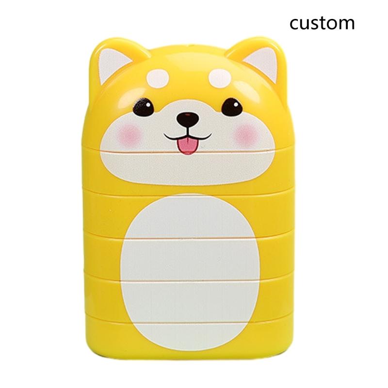 Персонализированный штамп с именем, изготовленный на заказ гравированный именной оттиск, многослойный узор, безопасный и простой в использовании штамп в форме мультяшного персонажа