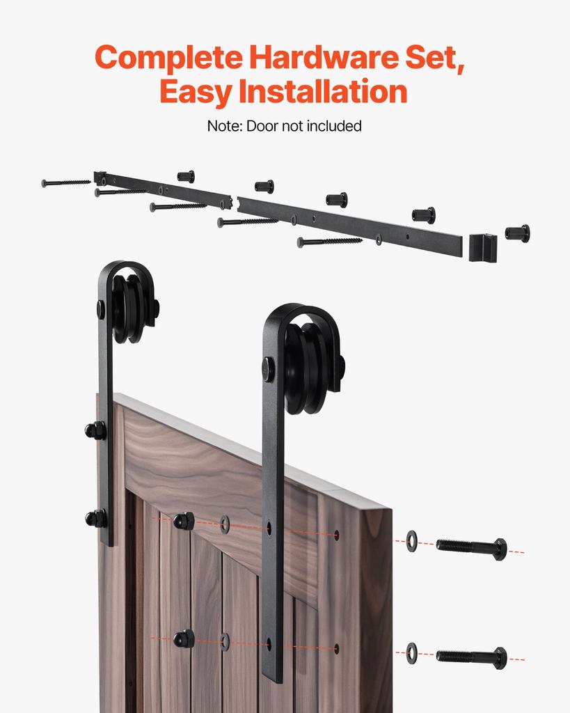 VEVOR 6FT Sliding Barn Door Hardware Kit, 330 LBS Weight Capacity