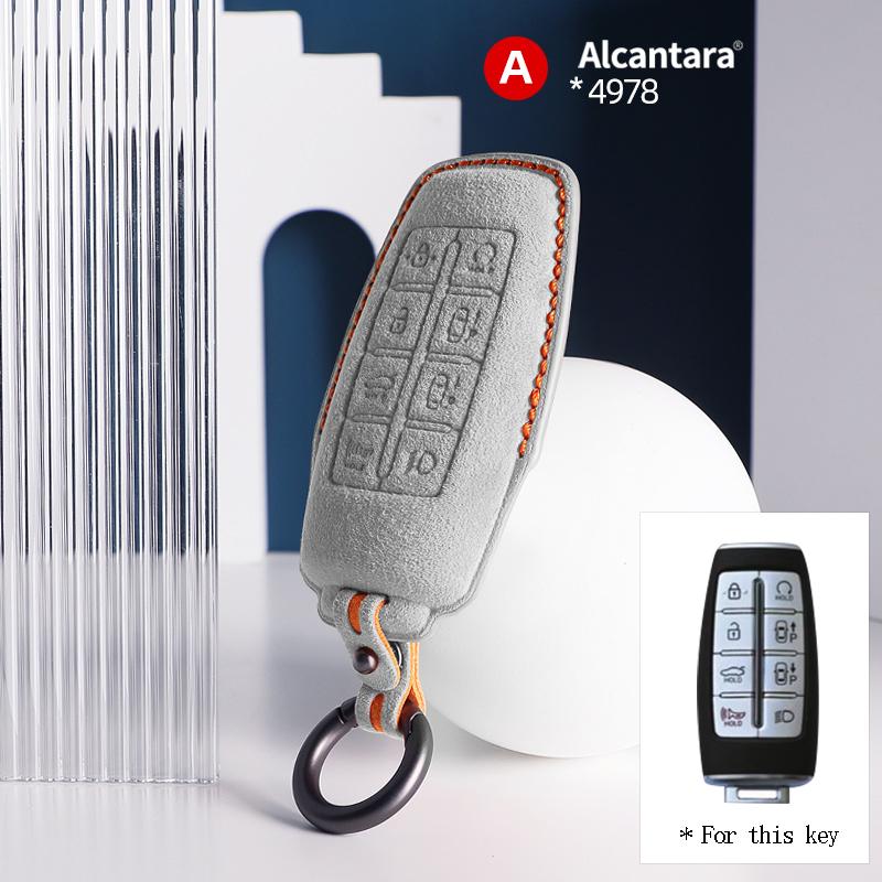 Alcantara Suede For Genesis G80 GV70 GV80 2019 2020 2025 2025 Car Key Case Auto Accessories Remote Keychain Shell Protectors