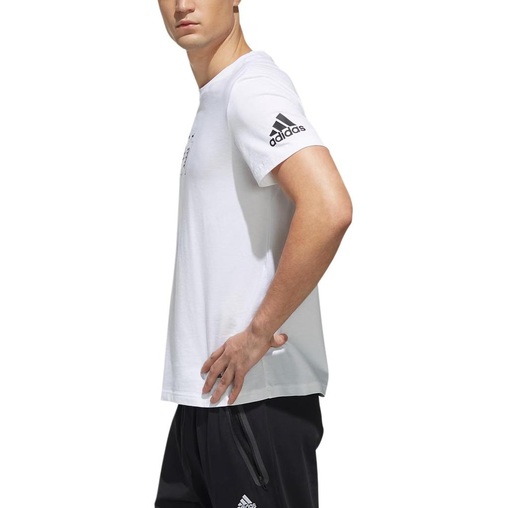 adidas Футболки Мужские Белые С Круглым Вырезом Умеренный Прямой Крой FK4410