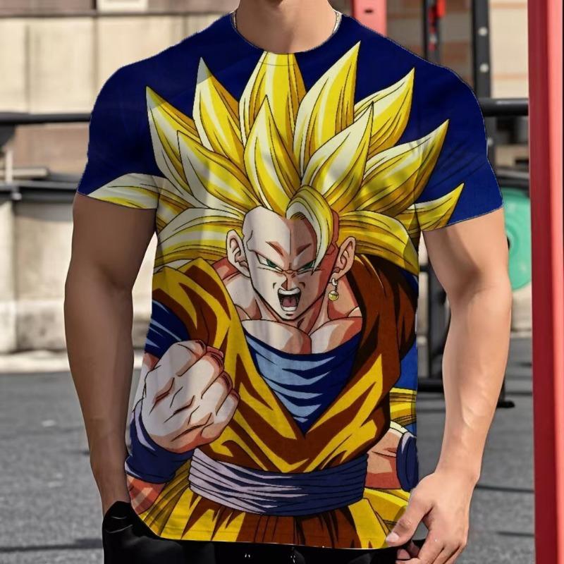 2026 Летняя Ретро Футболка Dragon Ball для Фитнеса Мужская Оверсайз 3D Печать Короткий Рукав Семейная Унисекс Детская Спортивная Футболка
