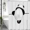 Cute Panda Black and White Shower Curtain, Bathroom Decorative Shower Curtain, Waterproof Shower Curtain with Hooks