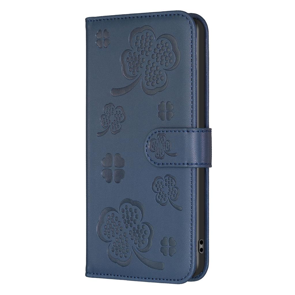 For Oppo A38,A18,A58,A98,A78,Realme C55,C53,C33,Find X6,A57 4G...Lucky Grass Four Leaf Clover Pattern PU Leather Flip Stand Wallet Phone Case Cover
