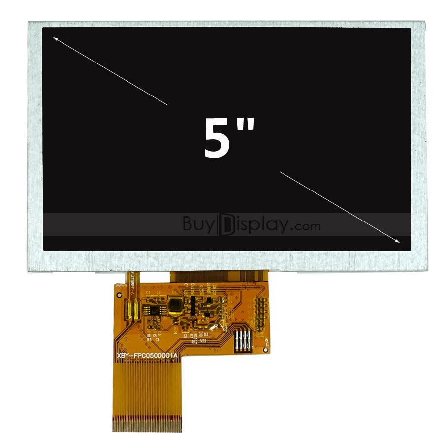 5" TFT LCD Display Screen, 800x480 Dot Matrix, Optional Touchscreen