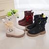 Резиновые сапоги для девочек, детские модные сапоги с бантом, металлической пряжкой, боковой молнией, резиновая подошва, 2024, осень-зима, новые, милые, милые