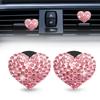 2pcs Car Air Vent Clip Bling Crystal Heart Charm Car Air Vent Clip Car