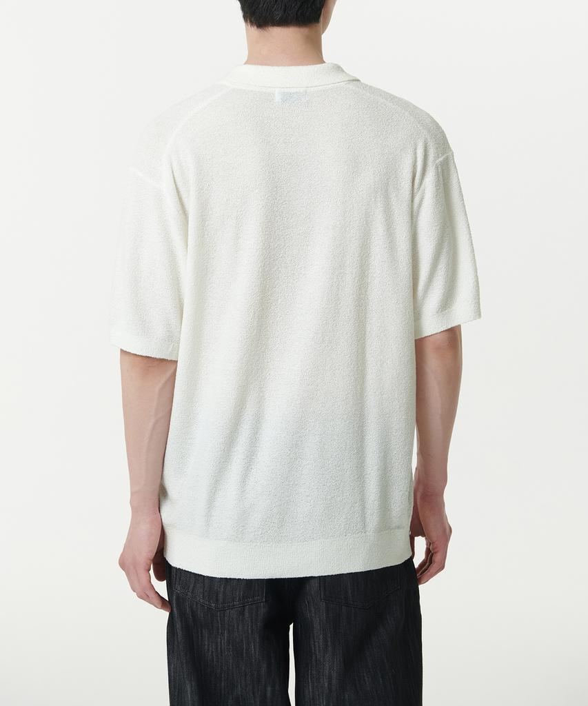 MUSINSA STANDARD Boucle Slit Neck Knitted Polo Shirt [Ivory]