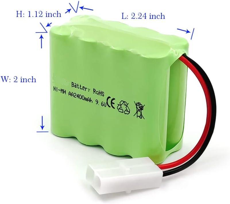 9.6V 2400mAh NiMH Rechargeable Battery with Tamiya Connector and USB Cable – AA Battery Pack for RC Cars, RC Tanks