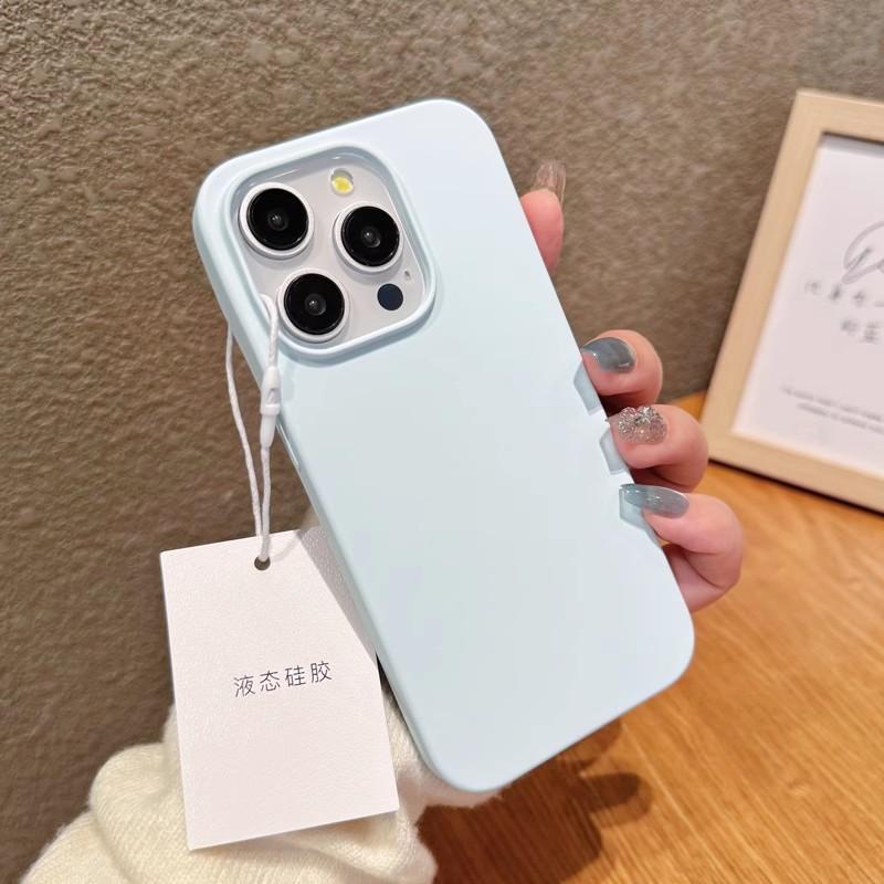 Облачное ощущение Жидкий силикон Подходит для чехла для мобильного телефона Apple 16promax IPhone 15 Ультратонкий Не желтеет Однотонный Предотвращает падения