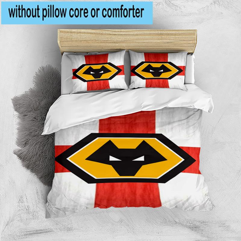 3pcs Wolves Team Emblem Printed Bedding Set Duvet Cover Closure Includes 1 Duvet Cover & 2 Pillowcases Bedding Sets Home Decor Gifts