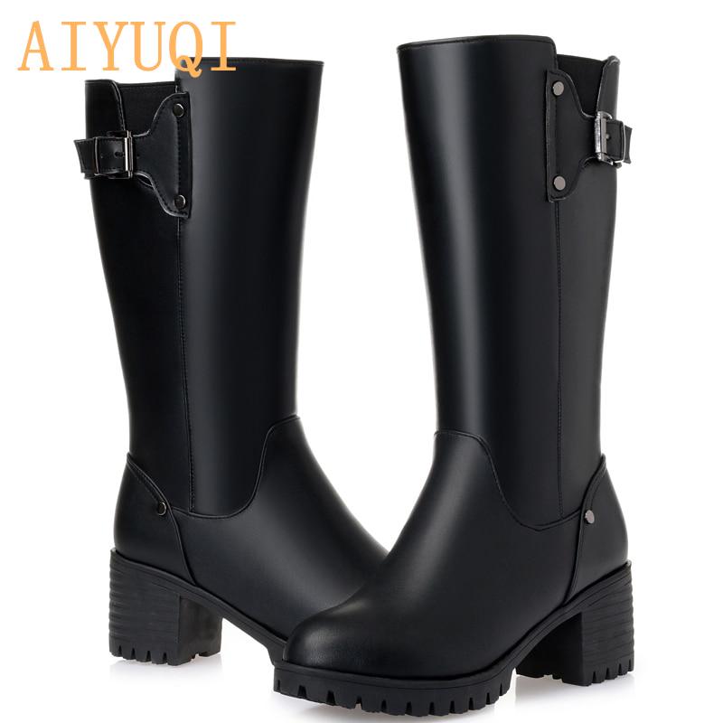 Female Winter Boots New Genuine Leather Female Boots Big Size Wool Booties Woman Non-slip