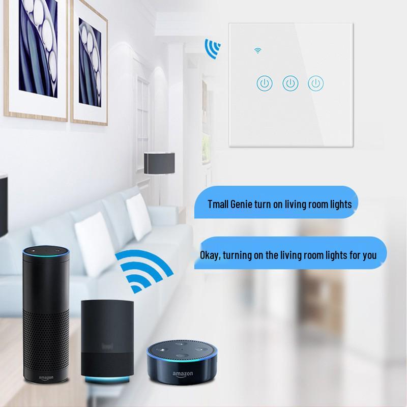 Европейский умный WiFi сенсорный выключатель с голосовым управлением Alexa