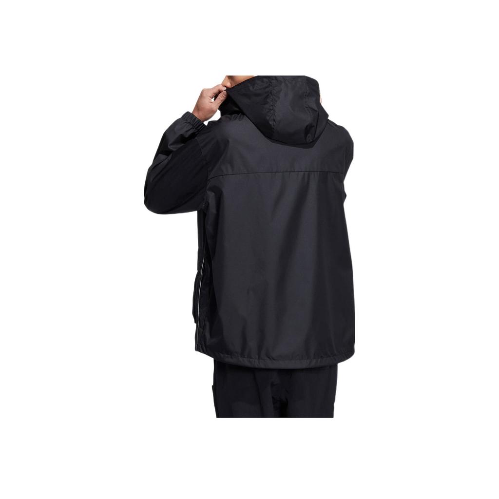 Adidas Originals Trefoil SS22 Solid Color Stand Collar Hooded Drawstring Sports Jacket Men Outerwear Black HS2025
