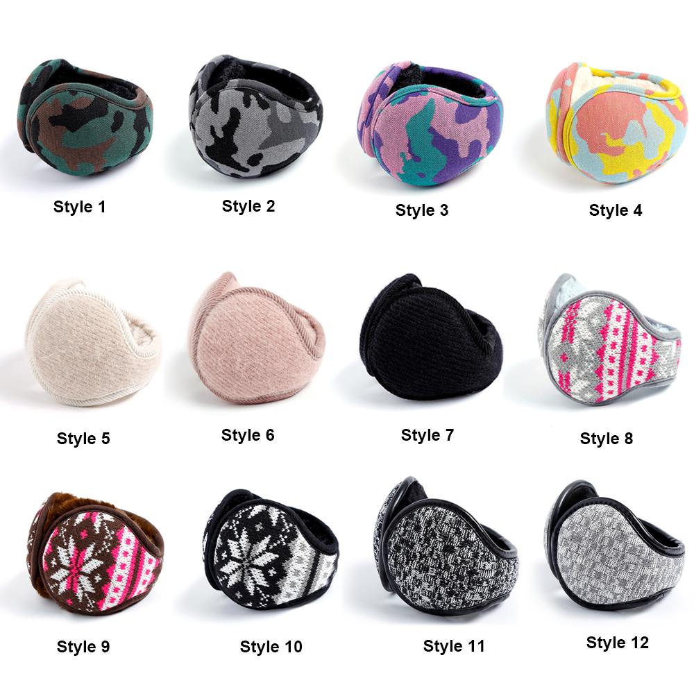 Unisex Ear Muffs Outdoor Winter Earmuffs Knit Design Foldable Ear Warmers Warm Plush Ear Protector Cover for Men Women