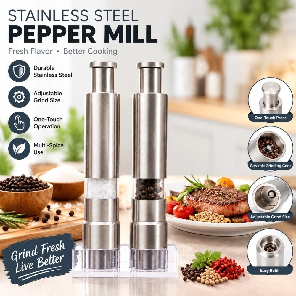 Acrylic Base Manual Pepper Grinder Stainless Steel Thumb Grinder Mill Black Pepper