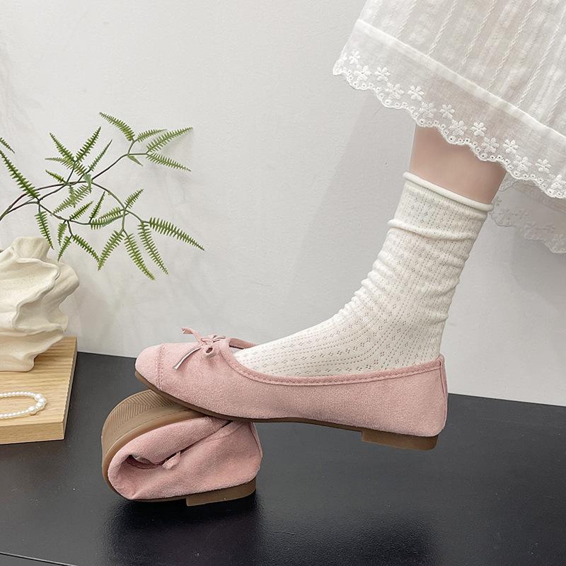 Женская обувь больших размеров, обувь на мягкой подошве, лето 2025, нежные туфли-лодочки с бантом, легкие