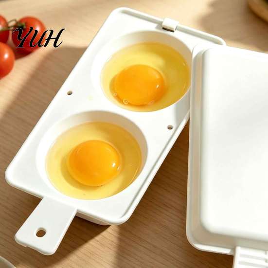 Kitchen Gadgets for Home Microwave Egg Poacher, 2?Cavity Steamer Cooker with Lid & Handle, Double Poacher Boiler Mold, Quick Breakfast Gadget Office