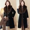 Брендовое зимнее кожаное пальто 2024 года, женское длинное выше колена, для мам среднего и пожилого возраста, большой размер, норковая шуба