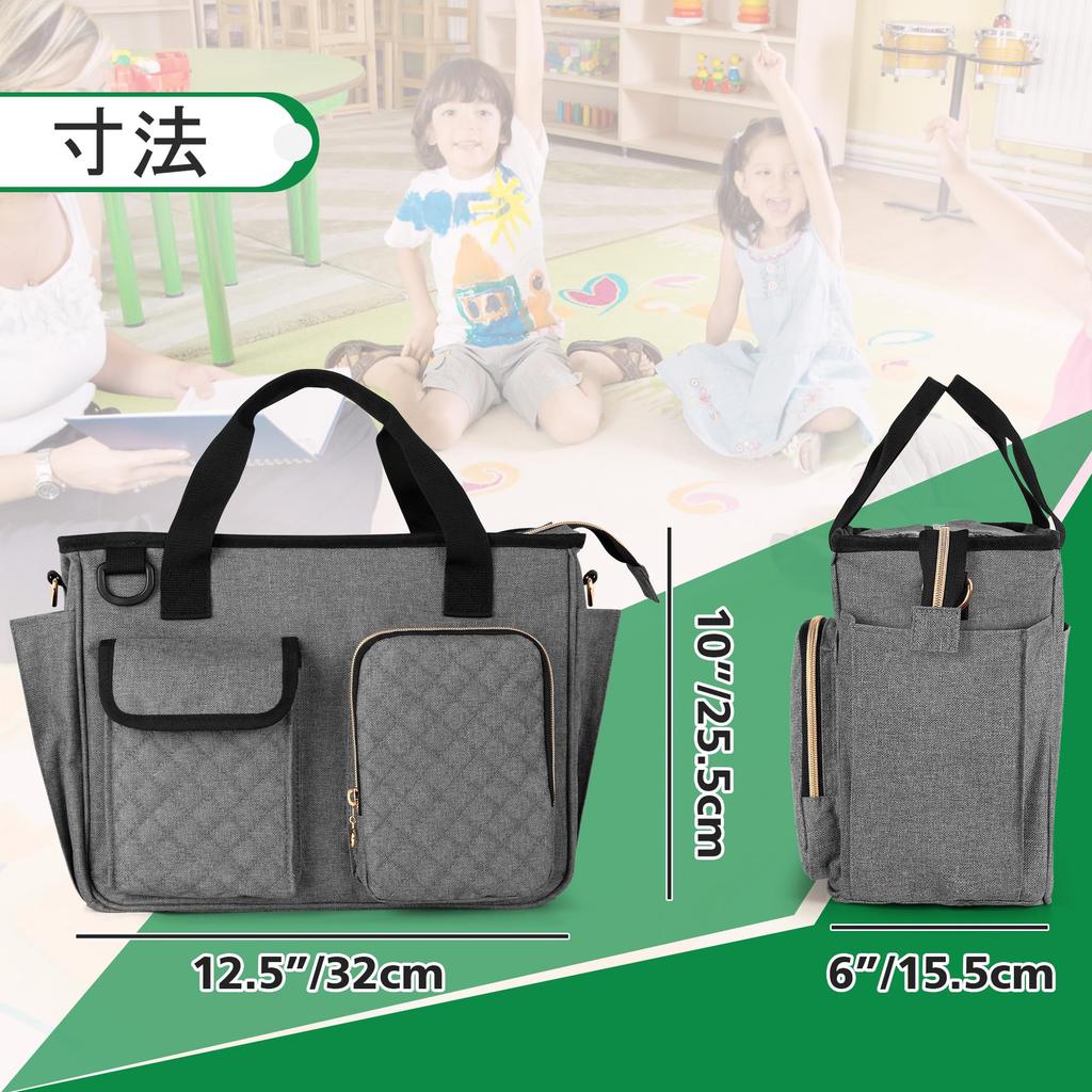 Учительский офисный тоут 8 6 ручек плечо бизнес поездки на работу в серый [Luxja] сумка, сумка, A4, карманы, слоты, сумка, сумка, школа, встречи, многофункциональный,