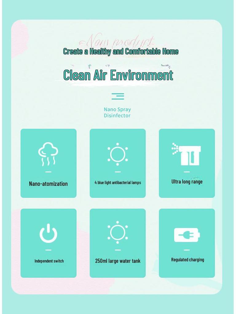 Электрический ручной нано-распылитель для дезинфекции для удаления формальдегида и микробов