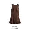 Kaslead New Arrival Women's Clothing Fashion Style Fashion Minimalist Silm Wide Pleated Mini Dress 4764266