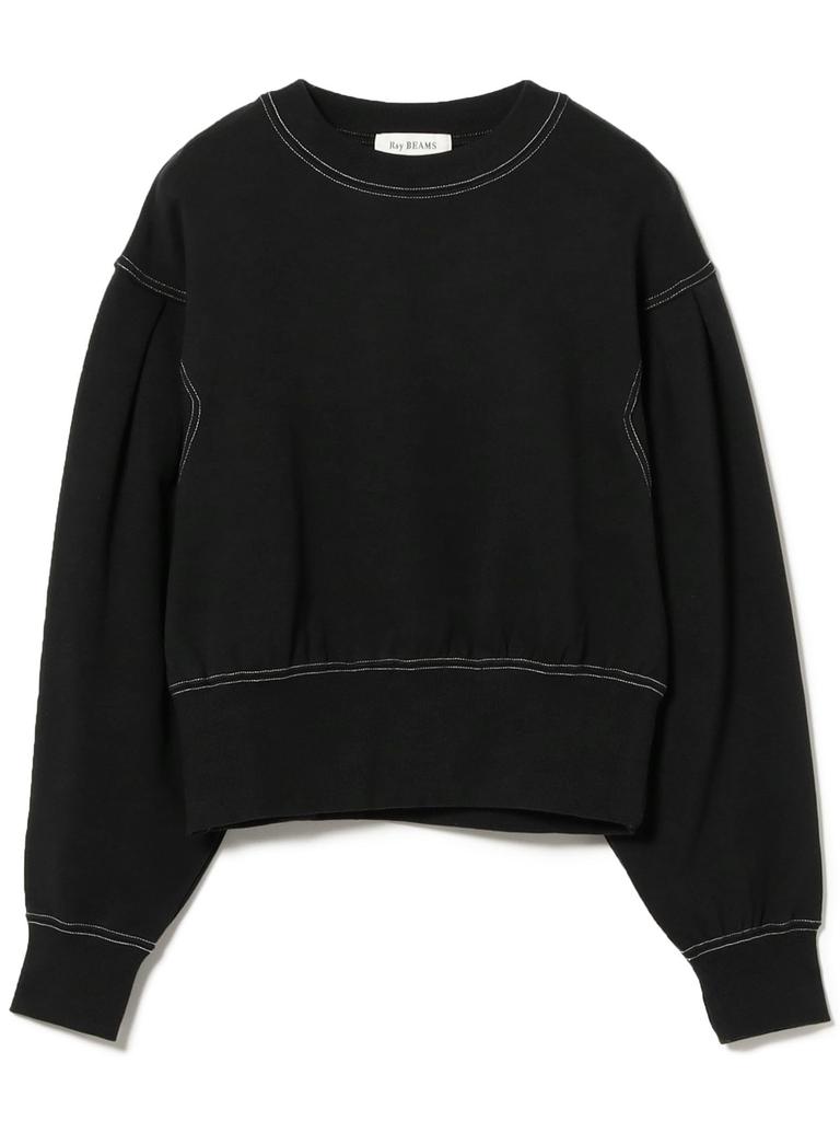 TEE Sweat Tuck Sleeve Crew Neck BLACK ONE SIZE [Raybeams] L/S Women's