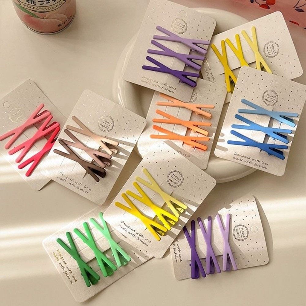 3Pc/Set Gradient Color Hair Clips Geometry Bang Clip Fashion Duck Beak Clip Hair Styling