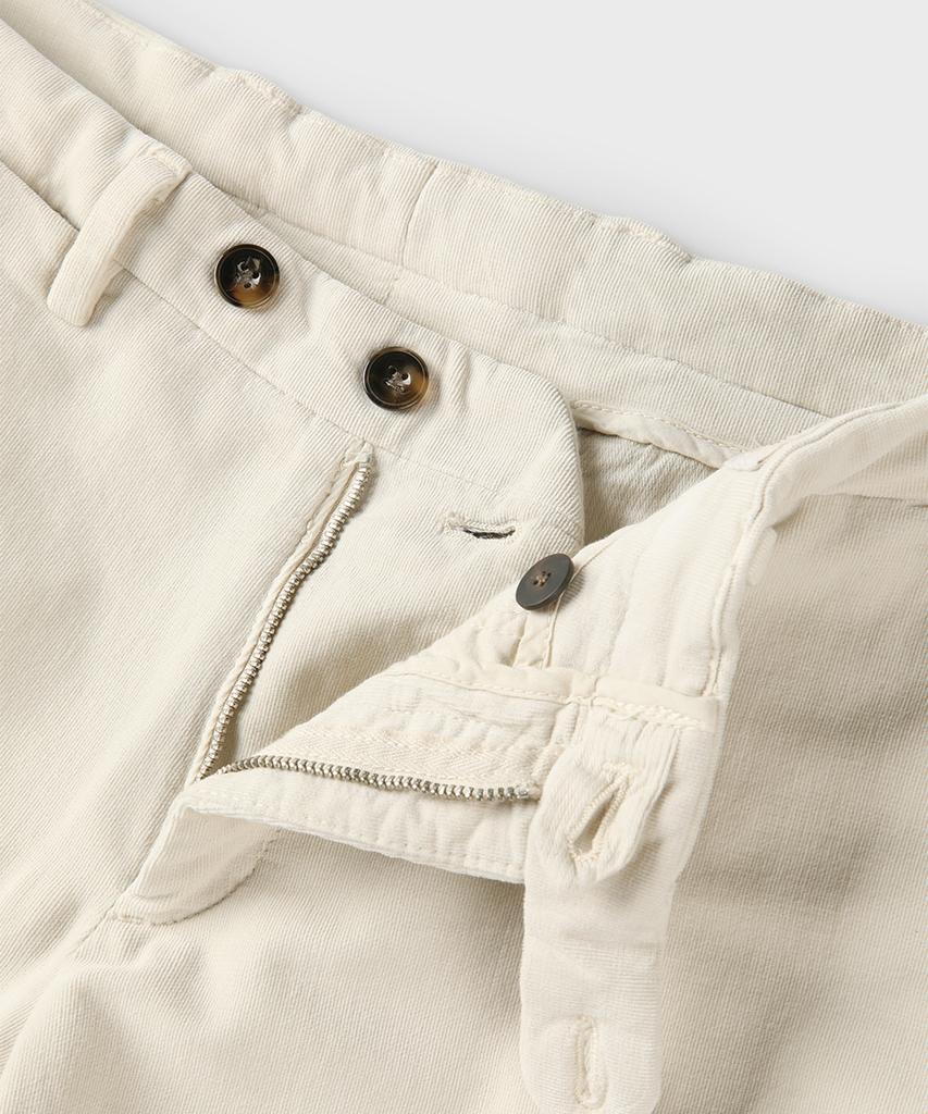 PANICALE Ivory Regular Slim Fit Textured Cotton Pants