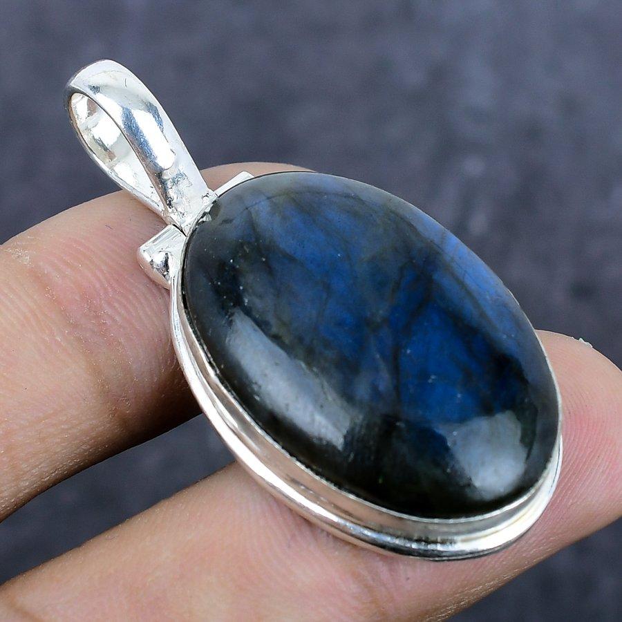 Labradorite Gemstone Handmade 925 Sterling Silver Jewelry Pendant 1.85" F1L91