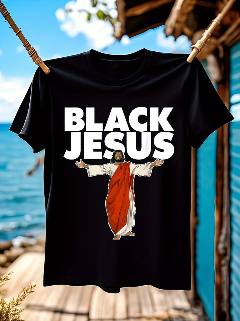 BLACK Bold Jesus Graphic Tshirt Religious Streetwear Tee ...