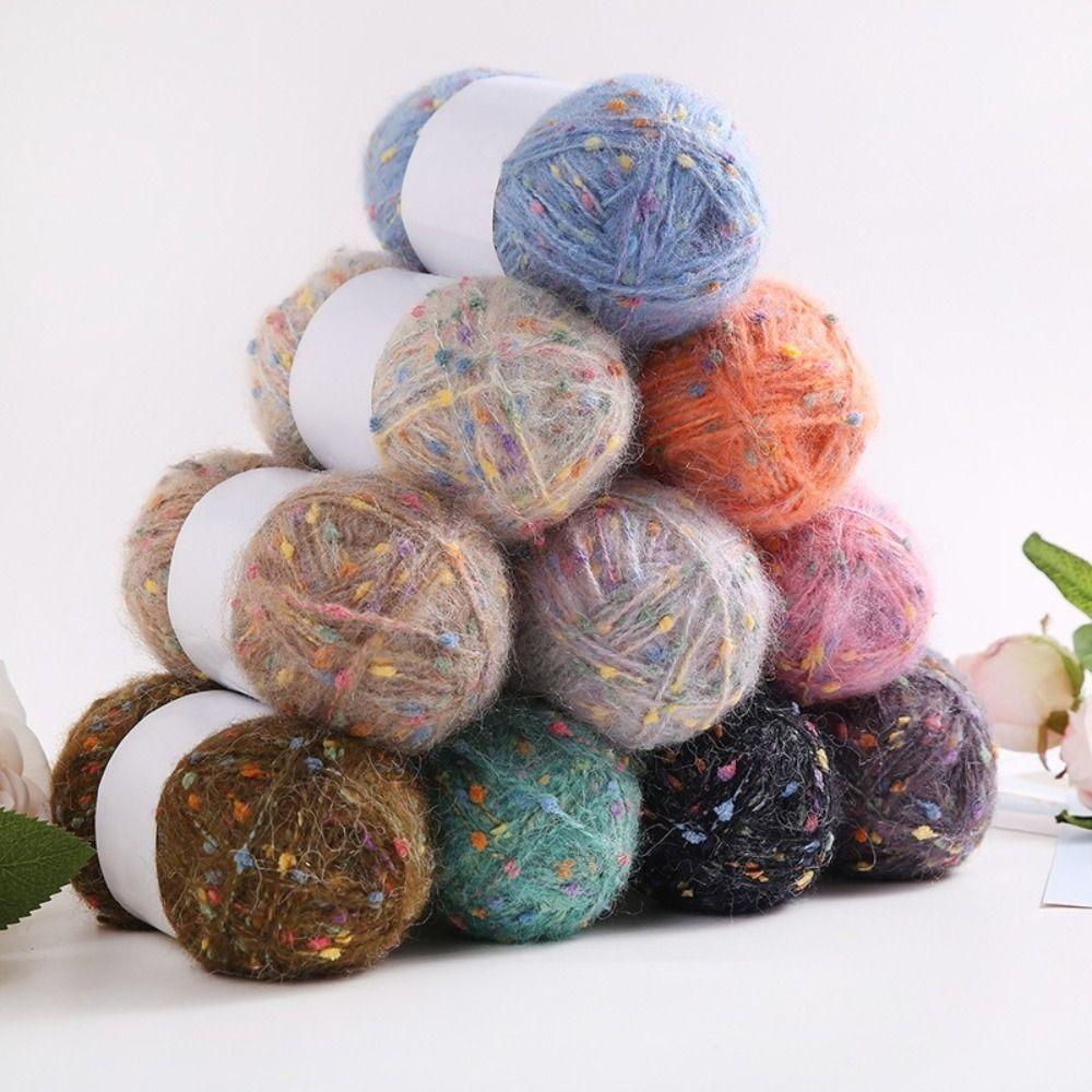 Colored Dots Plush Rainbow Thread DIY Crochet Knitting Soft Hand-woven Scarf