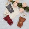 Fashion PU Leather Embroidery Bear Hanger Cute Heart Bears Bag Pendant  Backpack Decoration