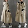 Womens Long Breasted Trench Coat Midi Length Overcoat Spring Autumn Fashion Windbreaker Coat Solid Long Casual Loose Women's Tops Coat