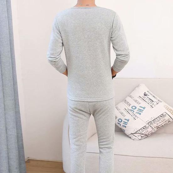 2 шт./комплект зимнее мужское термобелье комплект круглый вырез длинный рукав теплый толстый