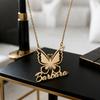 Atoztide Custom Name Butterfly Necklace for Women Stainless Steel Jewelry Pendant Choker Chain Personalized Mothers Day Gift