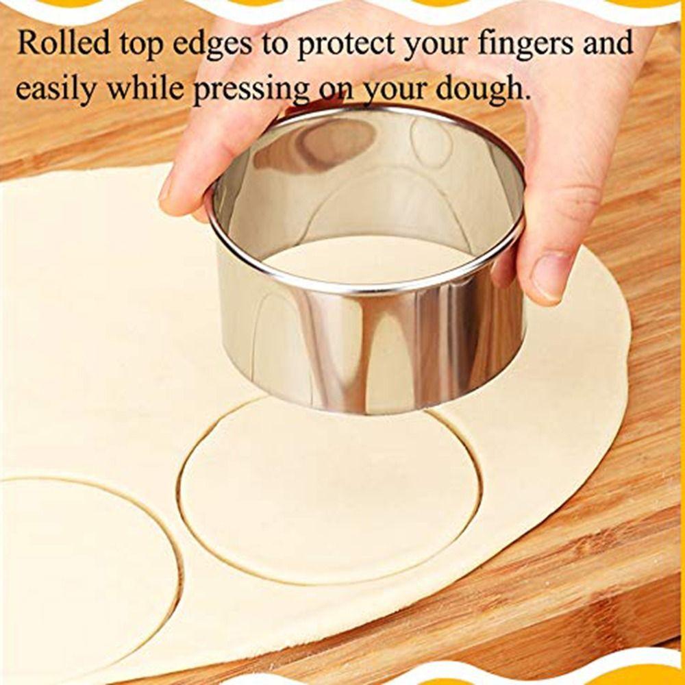 5Pcs Round Dumpling Skin Cutters Stainless Steel Baking Mould Pastry Baking Circle Ring DIY Baking