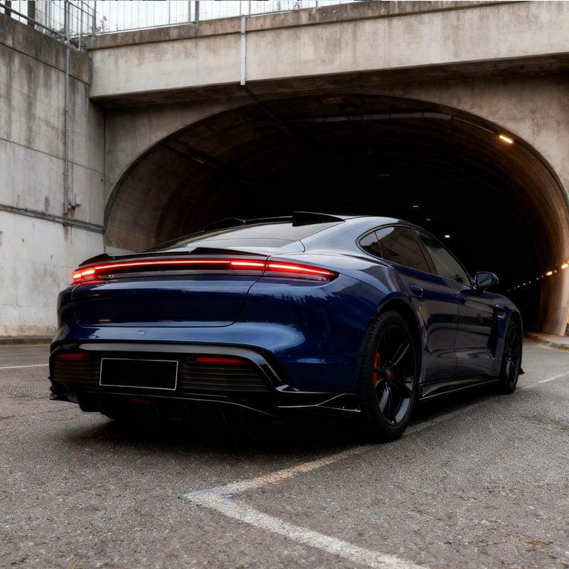 For Porsche Taycan Electric 4-Door Coupe 2019, 2021, 2022, 2023, 2024, 2025 Automotive Rear Bumper Diffuser Rear Spoiler Kit