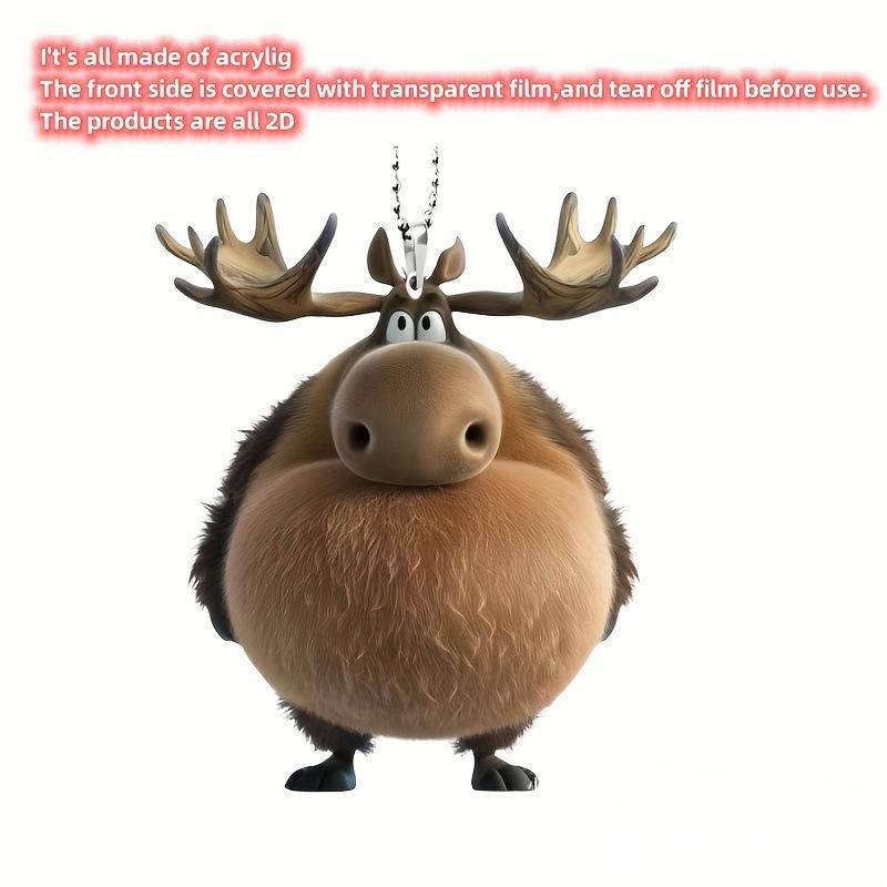 Милый лось 2D акриловый подвесной орнамент для автомобильного зеркала, украшение для нескольких брелков и сумок, рождественские украшения