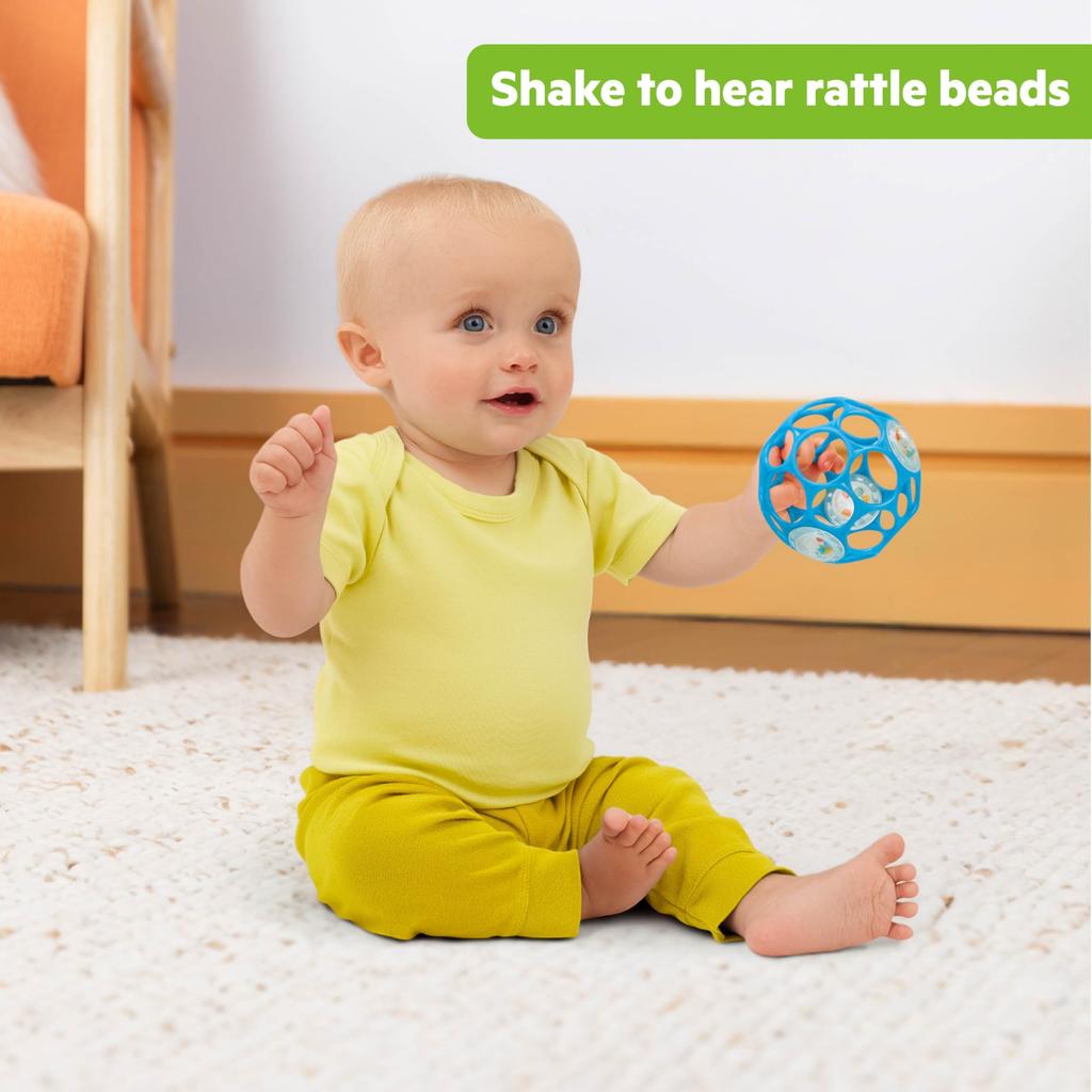 Bright Starts Oball Rattle Baby Toy Blue 12281 Soft Ball Stroller Teether Newborn Gift