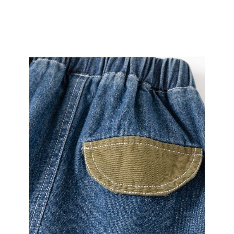 Boys' Denim Shorts, Children's Summer Low-Rise Fashion Shorts, Boys' Casual Patchwork Mid-Length Pants