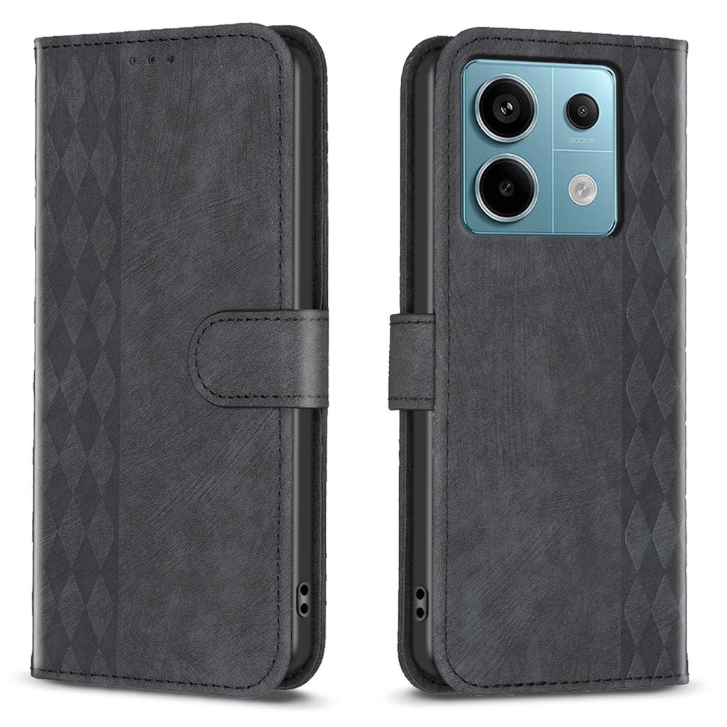Для Xiaomi Redmi Note 13 Pro 4G/Poco M6 Pro 4G Кожаный Чехол-Книжка с ТПУ Внутренней Оболочкой Сетчатый Узор