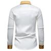 Men S Fashion Satin Smooth Color Block Long Sleeve Shirt
