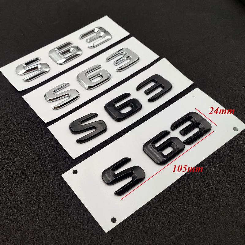3D ABS Chrome S 63 Logo S63 Emblem Letters Sticker Car Trunk Badge Decal For S63 C217 Accessories